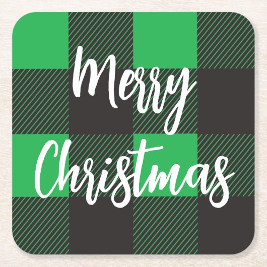 Green Pset Pattern Merry Kerstry Kartonnen Onderzetters (Voorkant)