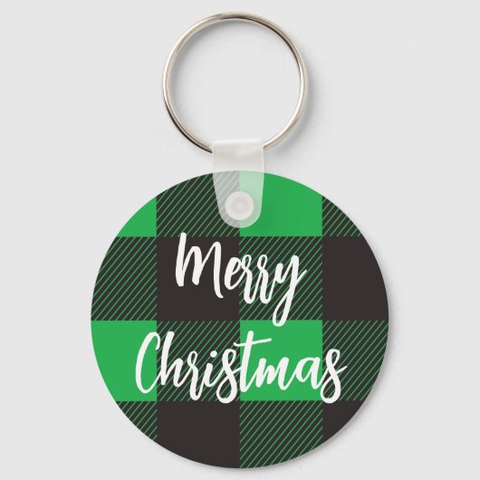 Green Pset Pattern Merry Kerstry Sleutelhanger (Voorkant)
