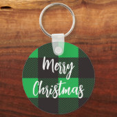 Green Pset Pattern Merry Kerstry Sleutelhanger (Voorkant)