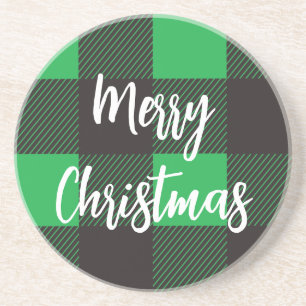Green Pset Pattern Merry Kerstry Zandsteen Onderzetter