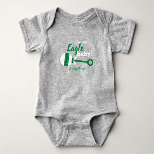 Green Pset Rattle Eagle Baby Bodysuit (Voorkant)