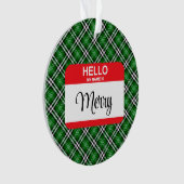 Green Pset Red Merry Hallo mijn naam is Label Holi Ornament (voorkant)