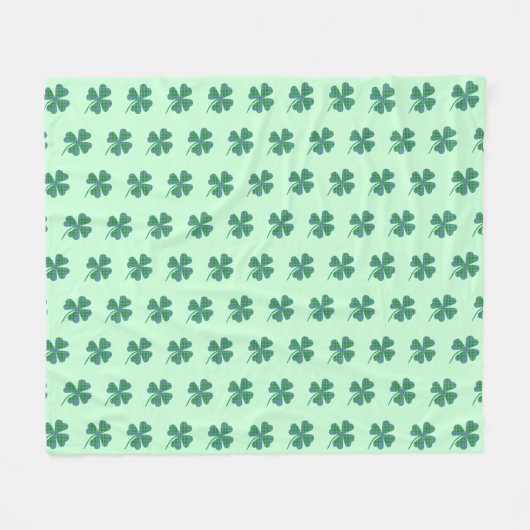 Green Pset Shamrock Four-Leaf Clover Pattern Fleece Deken (Voorkant (Horizontaal))