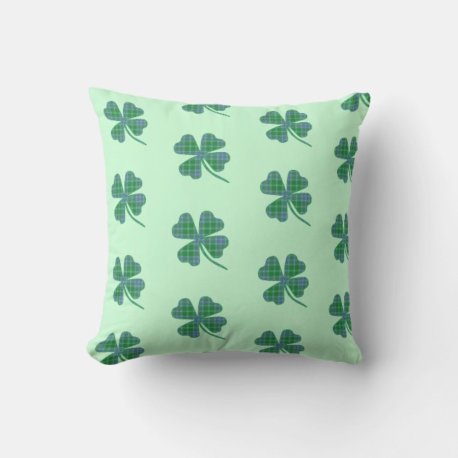 Green Pset Shamrock Four-Leaf Clover Pattern Kussen (Voorkant)