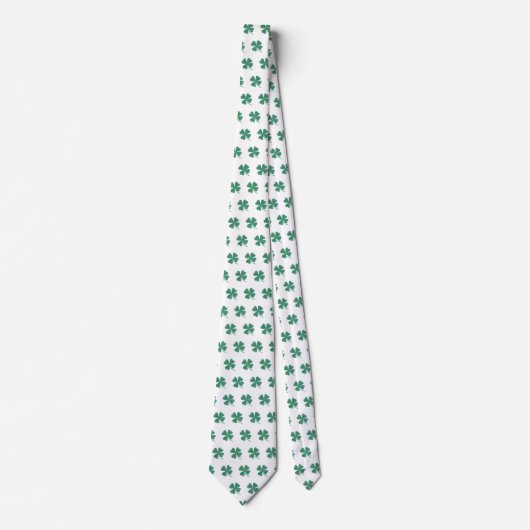 Green Pset Shamrock Four-Leaf Clover Pattern Stropdas (Voorkant)