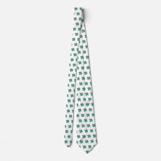 Green Pset Shamrock Four-Leaf Clover Pattern Stropdas (Achterkant)