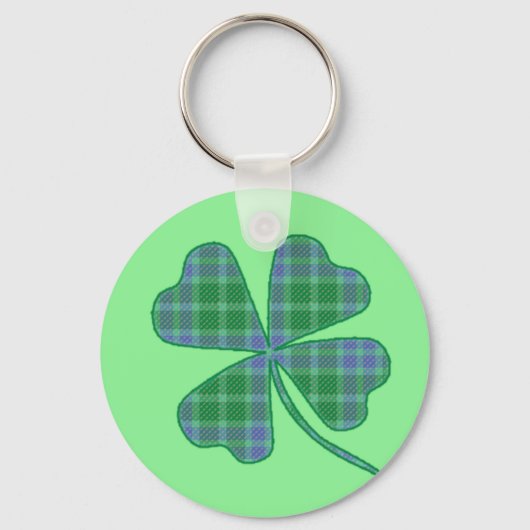 Green Pset Shamrock Four-Leaf Clover Sleutelhanger (Voorkant)
