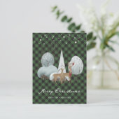 Green Pset Stars Reindeer Merry kerst Feestdagenkaart (Staand voorkant)