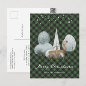 Green Pset Stars Reindeer Merry kerst Feestdagenkaart (Voorkant / Achterkant)