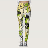 Green Psychedelic Kawaii Forest Leaf Funny Cool Leggings (Voorkant)