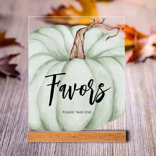 Green Pumpkin Baby shower Favors Acryl Bord