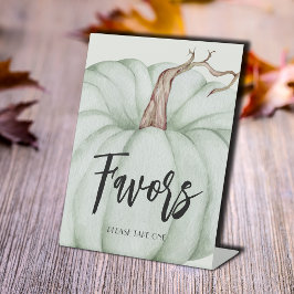 Green Pumpkin Baby shower Favors Reclamebord Met Voetstuk