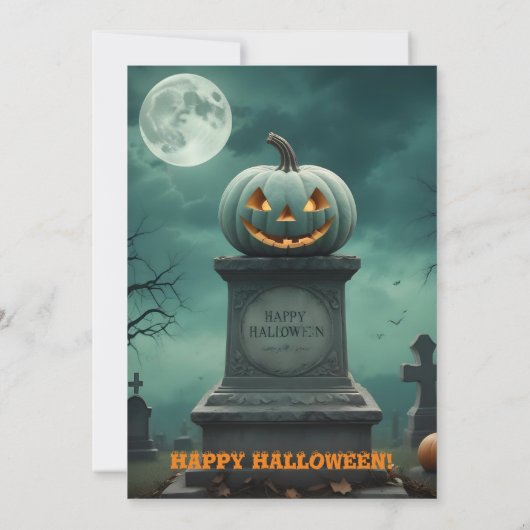 Green Pumpkin Halloween Party Uitnodiging (Achterkant)