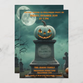 Green Pumpkin Halloween Party Uitnodiging (Voorkant / Achterkant)