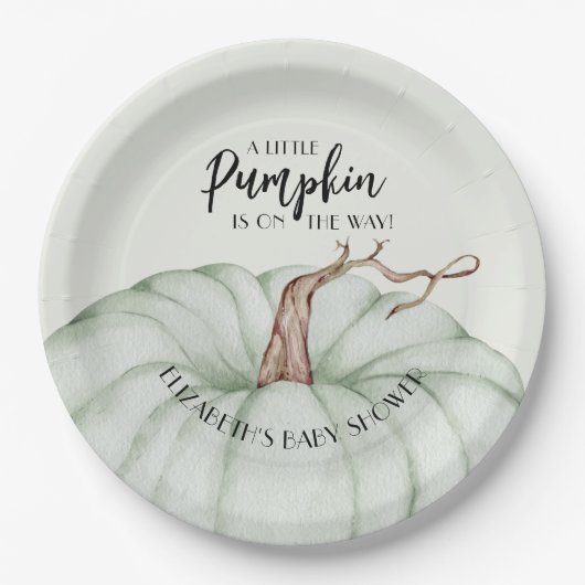 Green Pumpkin Herfst Baby shower Papieren Bordje (Voorkant)