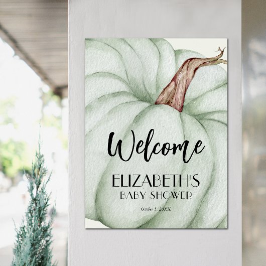 Green Pumpkin Herfst Baby shower Welkom Poster