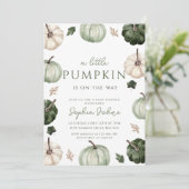 Green Pumpkin herfst Genderneutraal Baby shower Kaart (Staand voorkant)