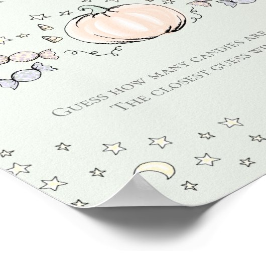 Green Pumpkin Hoeveel Snoepjes Baby shower spel Poster (Hoek)