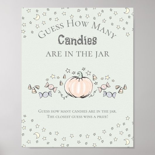 Green Pumpkin Hoeveel Snoepjes Baby shower spel Poster (Voorkant)