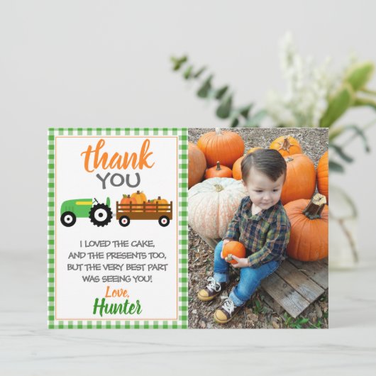 Green Pumpkin Tractor - Hartelijk dank Bedankkaart (Staand voorkant)
