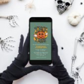 Green & Pumpkin Trick or treat Halloween Party Kaart