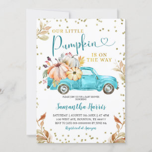 Green Pumpkin Truck Baby shower Invitation Kaart