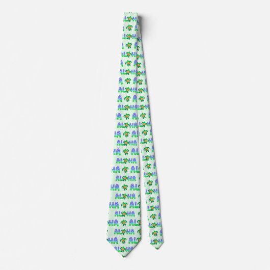 Green Purple Aloha Hawaiian Tropical Turtle Stropdas (Voorkant)