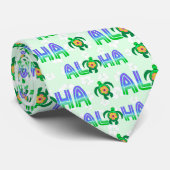 Green Purple Aloha Hawaiian Tropical Turtle Stropdas (Opgerold)