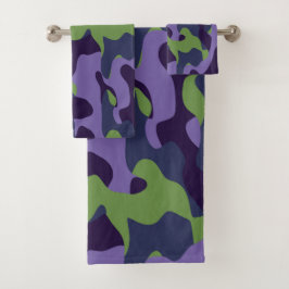 Green Purple and Blue Camo abstract Bad Handdoek