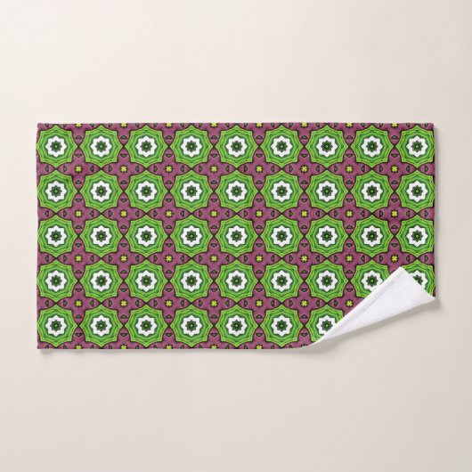 Green purple and white geometric pattern Towel Bad Handdoek (Handdoek)