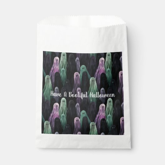 Green Purple Black Ghosts Bootiful Halloween Bedankzakje (Voorkant)