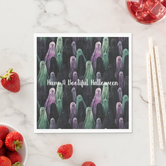Green Purple Black Ghosts Bootiful Halloween Servet (Insitu)