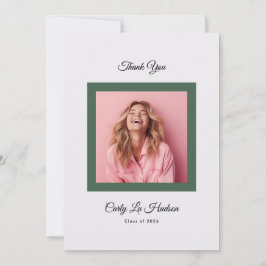 Green Purple Minimal High School Photo Grad Bedankkaart