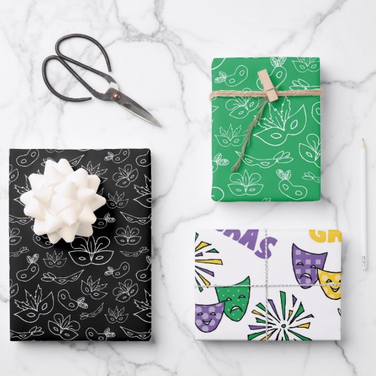 GREEN PURPLE YELLOW MARDI GRAS THEMES INPAKPAPIER VEL (Voorkant)