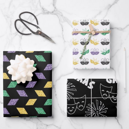 GREEN PURPLE YELLOW MARDI GRAS THEMES INPAKPAPIER VEL (Voorkant)