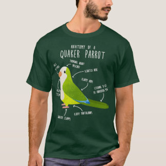Green Quaker Parrot Anatomy Bird T-shirt