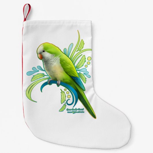 Green Quaker Parrot Kleine Kerstsok (Voorkant)