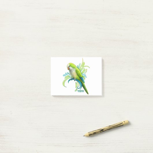 Green Quaker Parrot Post-it® Notes (Op bureau)