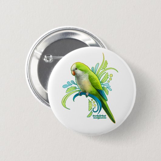 Green Quaker Parrot Ronde Button 5,7 Cm (Voorkant /achterkant)