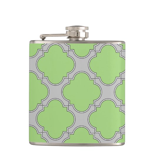 Green Quatrefoil Heupfles (Voorkant)
