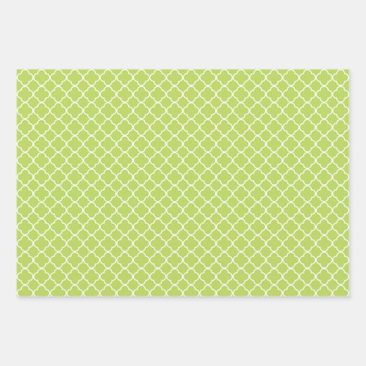Green Quatrefoil, Latticework, Marokkaanse Trellis Inpakpapier Vel (Voorkant 3)