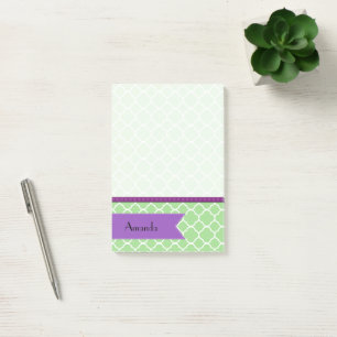 Green Quatrefoil, Marokkaanse Trellis, Jouw naam Post-it® Notes