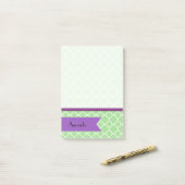 Green Quatrefoil, Marokkaanse Trellis, Jouw naam Post-it® Notes (Op bureau)