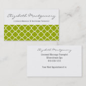 Green Quatrefoil Modern Appointment Business Card Afsprakenkaartje (Voorkant / Achterkant)