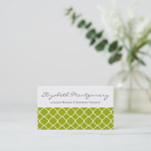 Green Quatrefoil Modern Appointment Business Card Afsprakenkaartje (Staand voorkant)