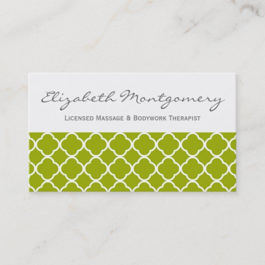 Green Quatrefoil Modern Appointment Business Card Afsprakenkaartje (Voorkant)