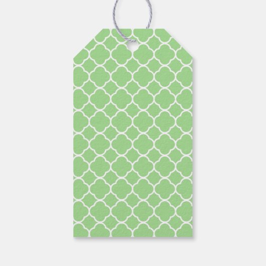 Green Quatrefoil, Moroccan Trellis, Monogram Cadeaulabel (Achterkant)