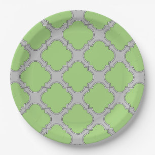 Green Quatrefoil Papieren Bordje