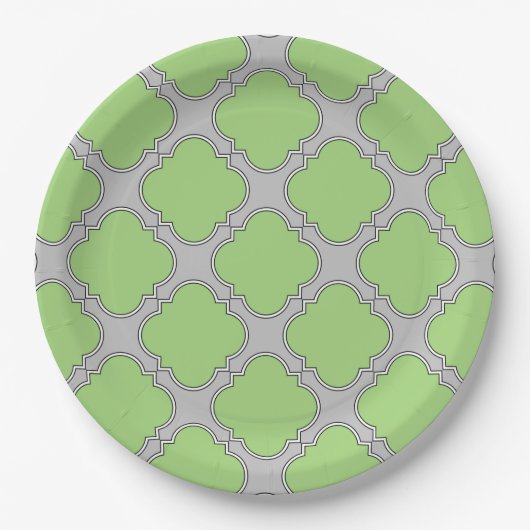 Green Quatrefoil Papieren Bordje (Voorkant)