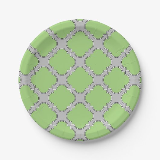Green Quatrefoil Papieren Bordje (Voorkant)